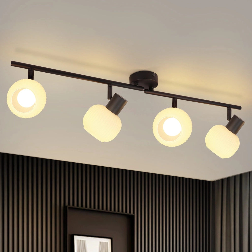 ZMH Faretto da soffitto 4 fiamme E14 vetro paralume vintage per soggiorno