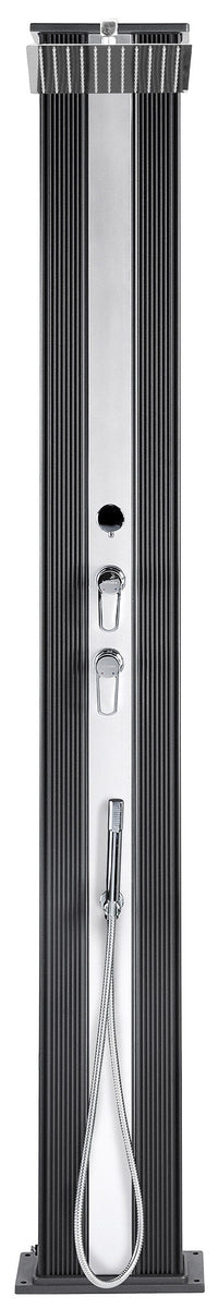 Doccia Solare Ibrida da Giardino 40L Miscelatore e Doccetta Lavapiedi Antracite/Alluminio