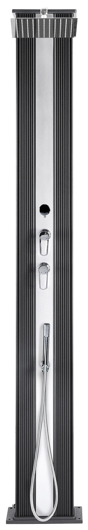 Doccia Solare Ibrida da Giardino 40L Miscelatore e Doccetta Lavapiedi Antracite/Alluminio