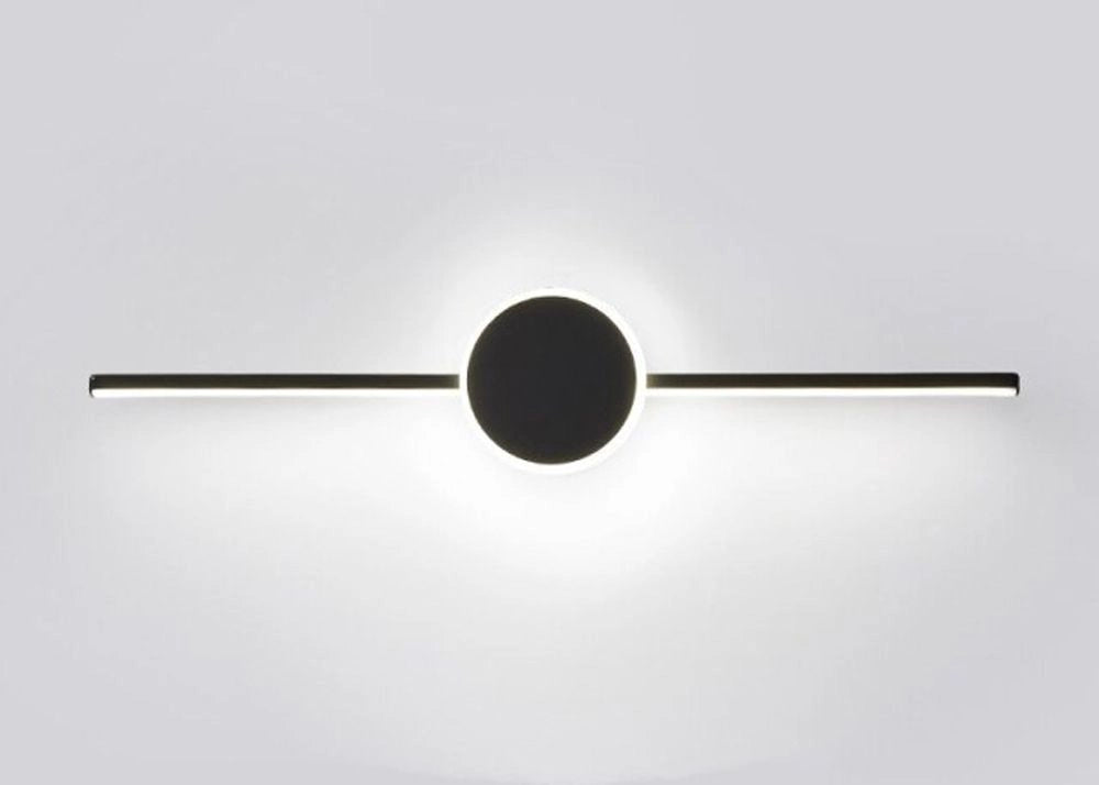 Lampada Da Muro Da Bagno Led Sopra Specchio 60cm APP849-1W Round Black