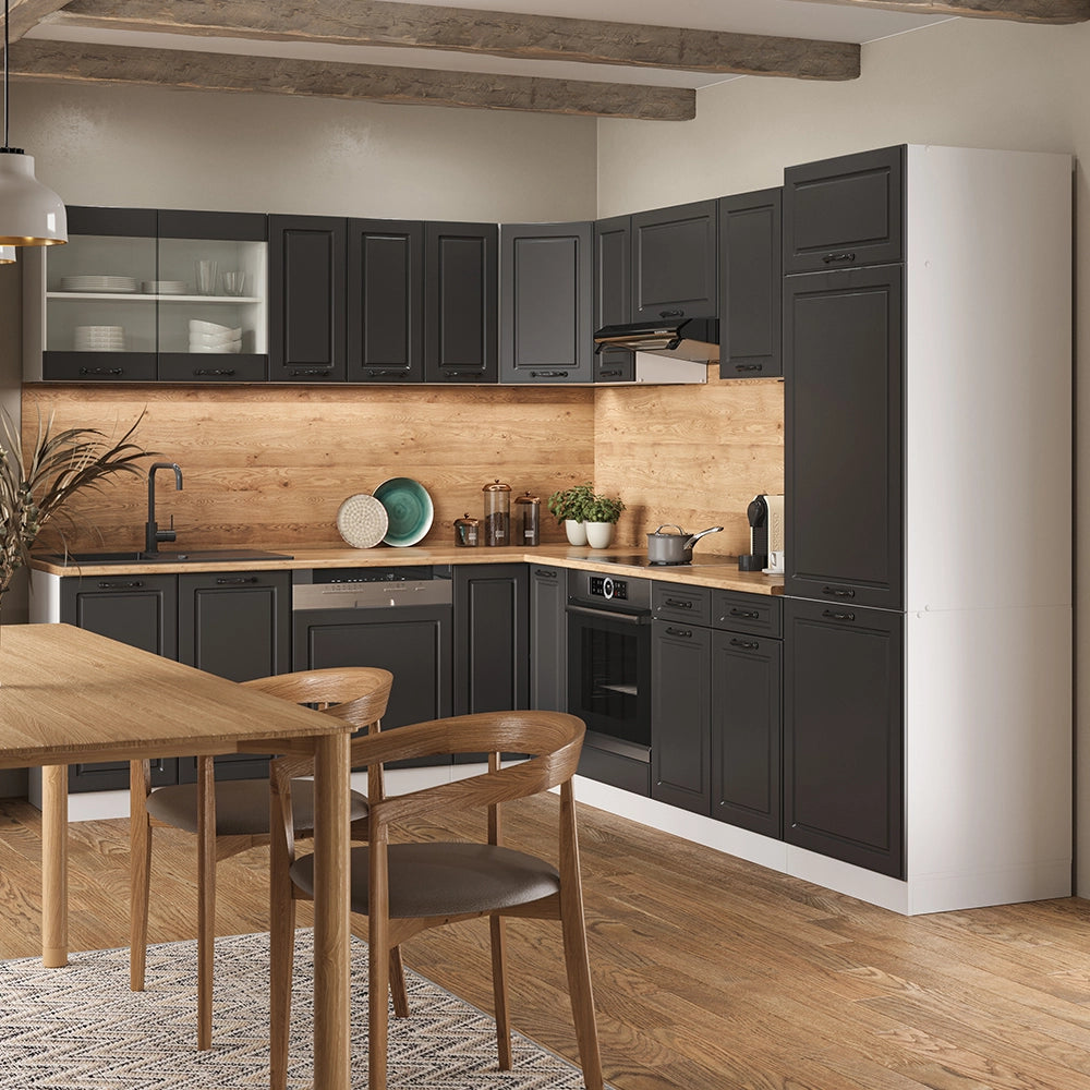 Vicco Cucina angolare completa Antracite casa di campagna/bianco 227 x 287 cm , PL Marmo