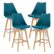 Set di 4 sgabelli da bar in plastica sintetica finitura faggio 105x48x58 cm turchese 03_0008823