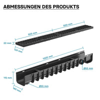 Canale di scolo 1m con griglia per scarico acqua 12,5t Canaletta di drenaggio