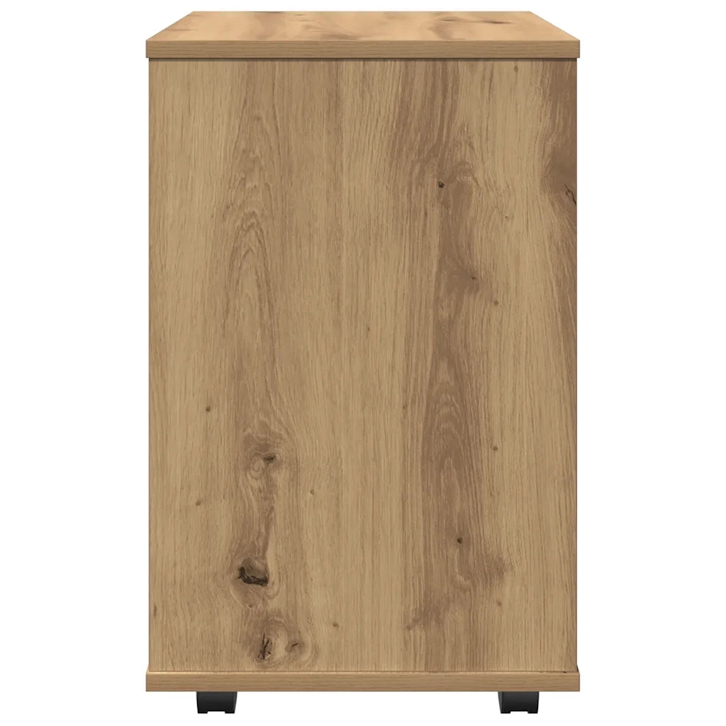 Carrello multifunzione con vani portaoggetti 46 x 36 x 59 cm realizzato in legno composito con finitura effetto legno anticato 02_0050906
