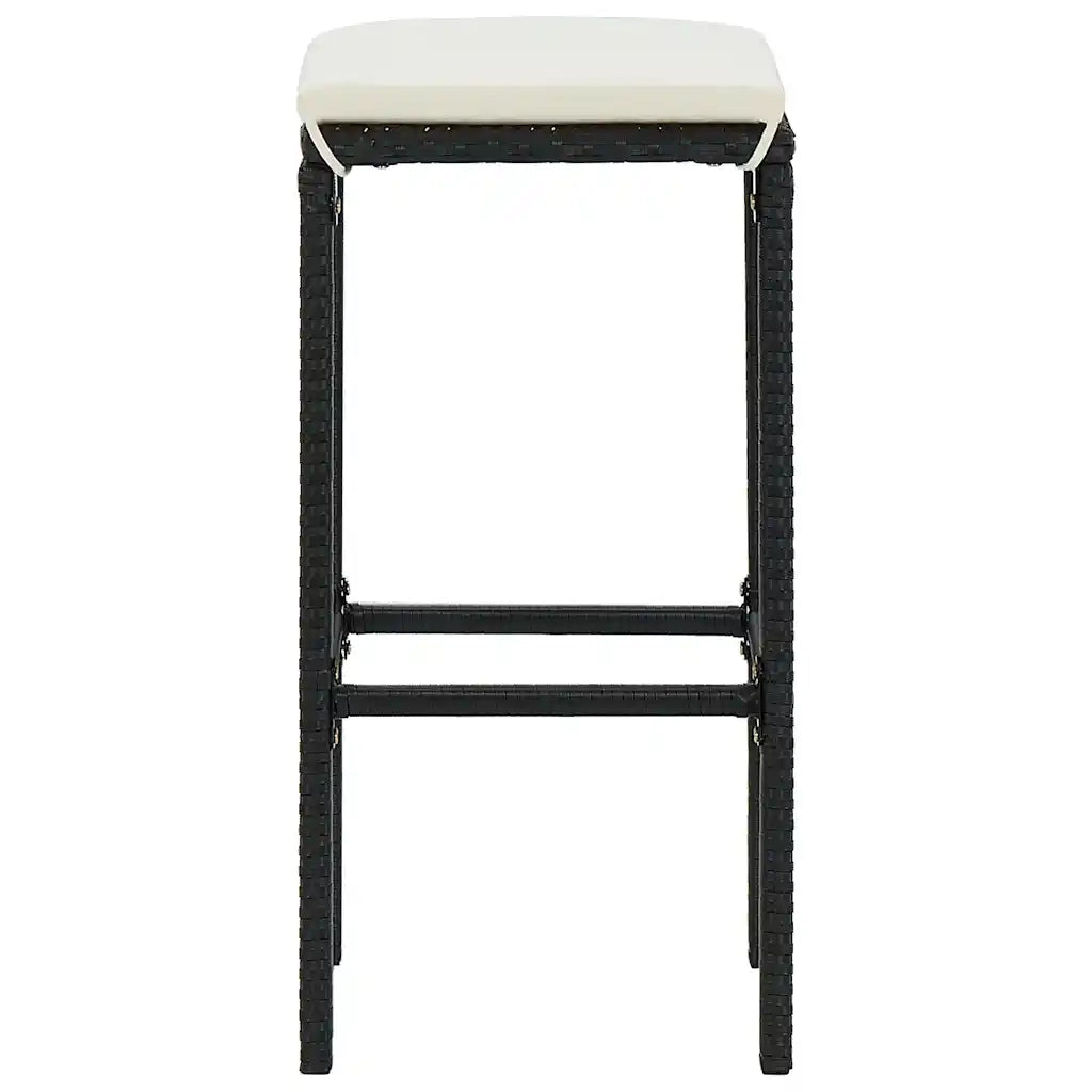 Set Bar da Giardino 5 pz | Set Salotto da Giardino con Cuscini Polyrattan Nero