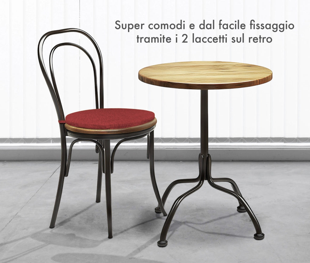 Cuscini Rotondi Per Sedie Cucina Imbottiti Sfoderabili Con Cerniera Cuscino Rotondo Ø 40 Cm Sedia Tavolo Lavabile In Lavatrice Con Lacci Per Fissaggio Prodotto Italiano Comodi 6 Pezzi - Rosso