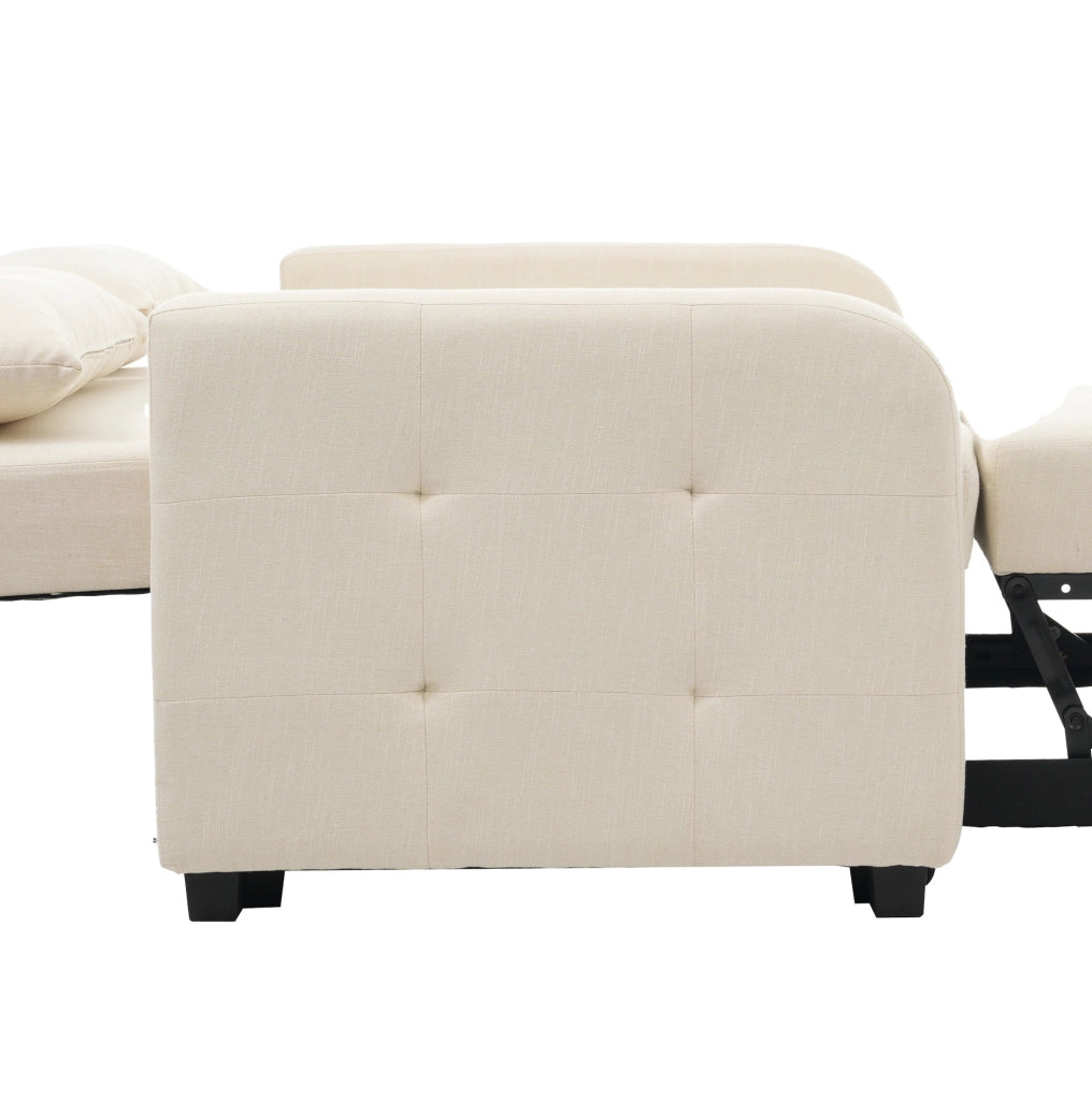 Divano letto pieghevole 127x75x94 cm con schienale regolabile in foam beige