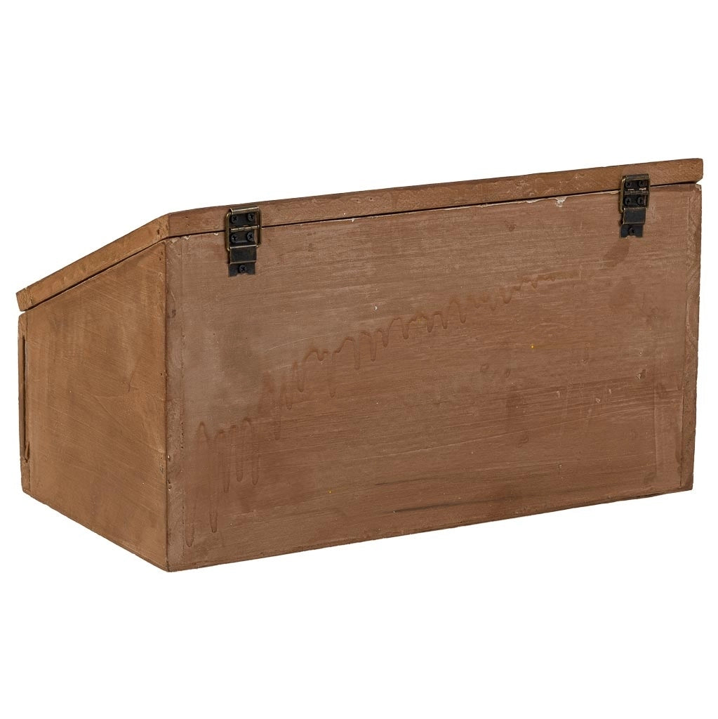 Cassetta in legno marrone con finestre 35x19x12/20h cm