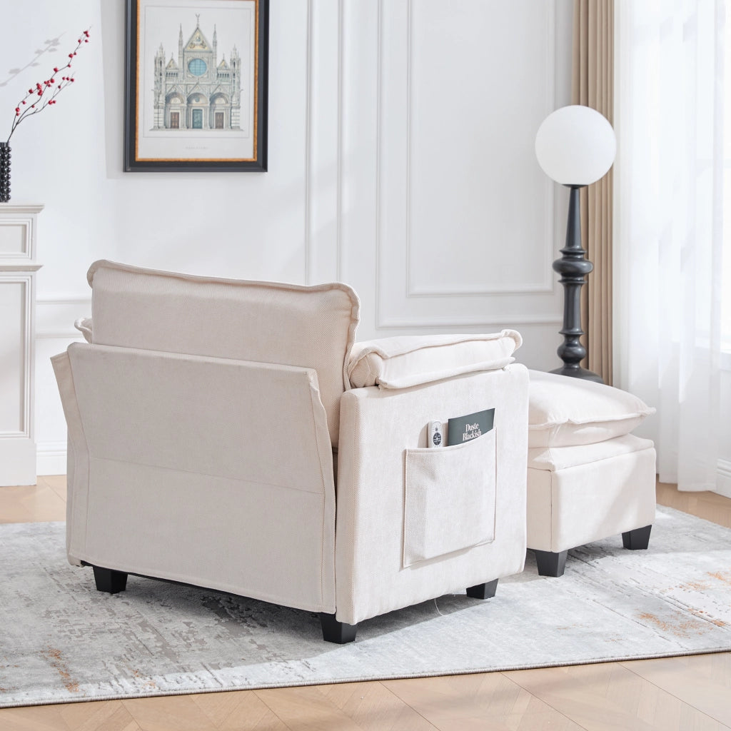 Poltrona XXL con Poggiapiedi e Cuscino ¨C MINIMAL ¨C Velluto, Soggiorno
