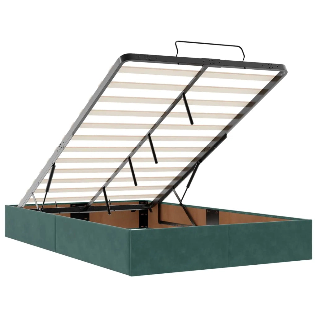 Letto Ottomano con Materasso e LED Verde Scuro 120 x 200 cm 3458370