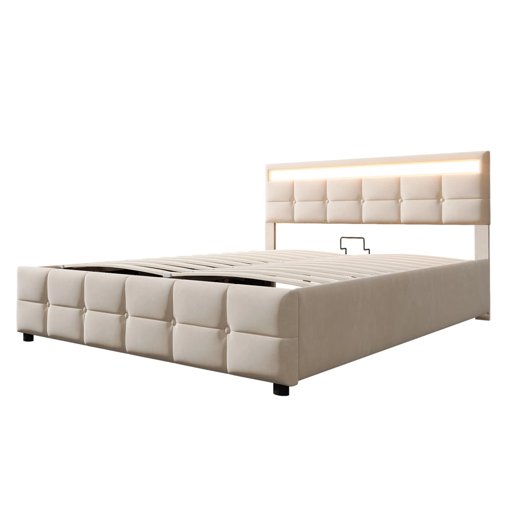 letto imbottito velluto olandese beige 180 x 200 cm