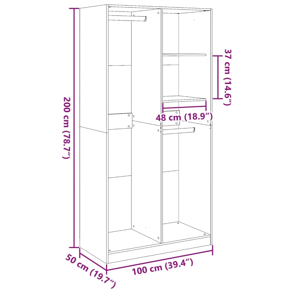 Armadio Bianco 100x50x200 cm in Legno Multistrato CFW5858531