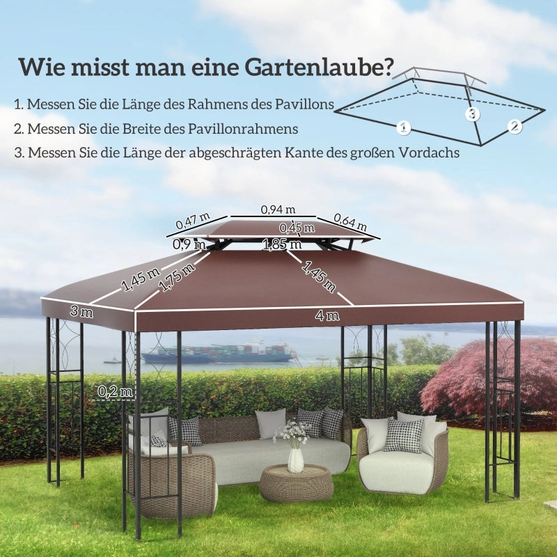 Tetto di ricambio per gazebo da giardino 3x4m in poliestere color caff¨¨