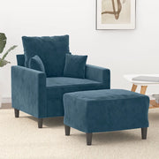 Poltrona con Poggiapiedi Blu 60 cm in Velluto