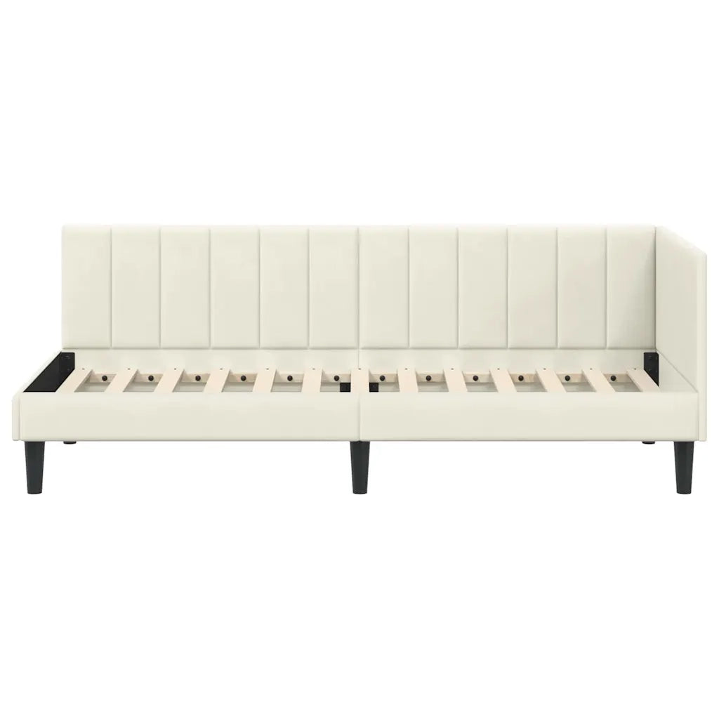 Cornice del letto ad angolo Crema 80 cm x 200 cm Velluto