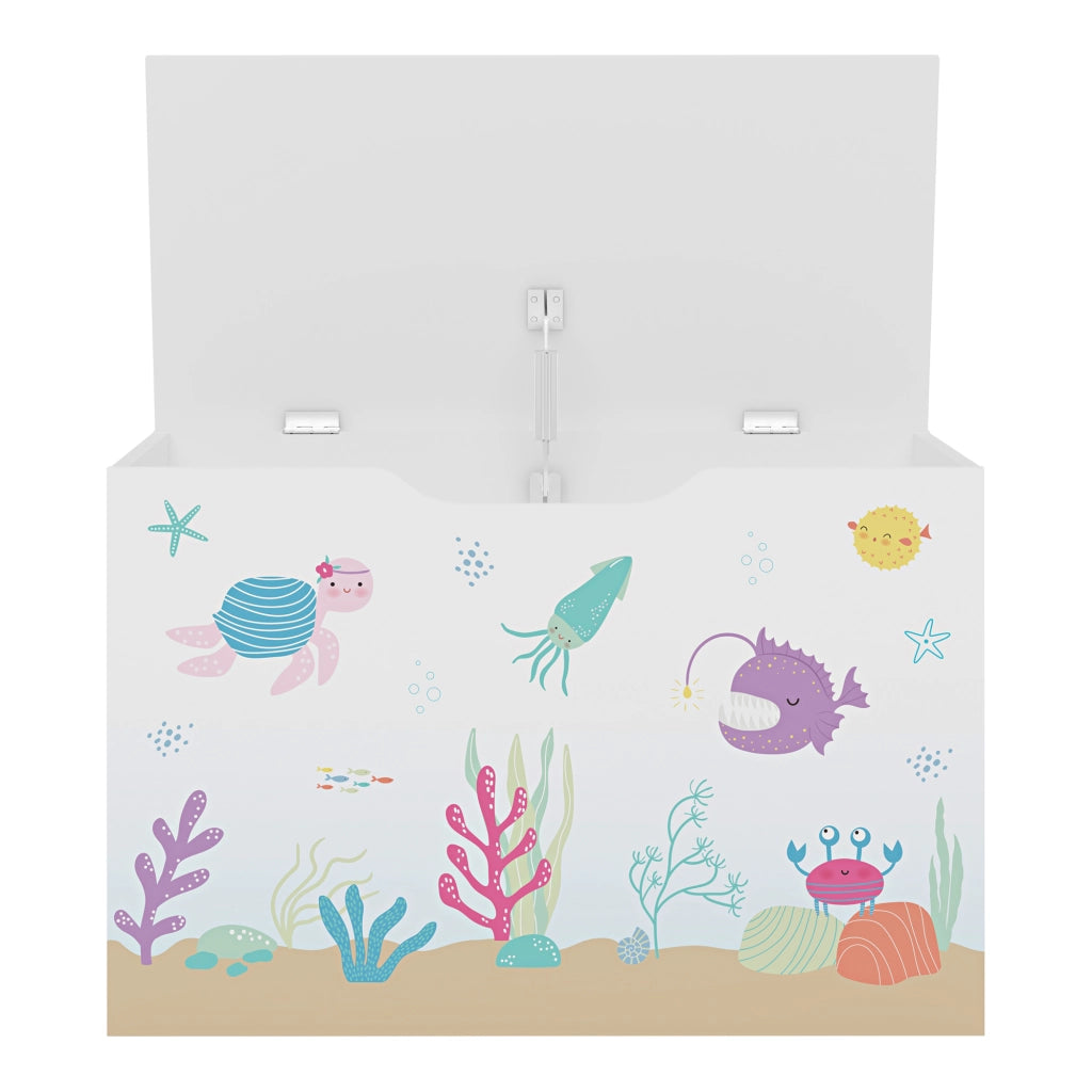 Baule 'Oleiros' per Giocattoli Cassapanca per Cameretta - Decorazione Oceano [en.casa]