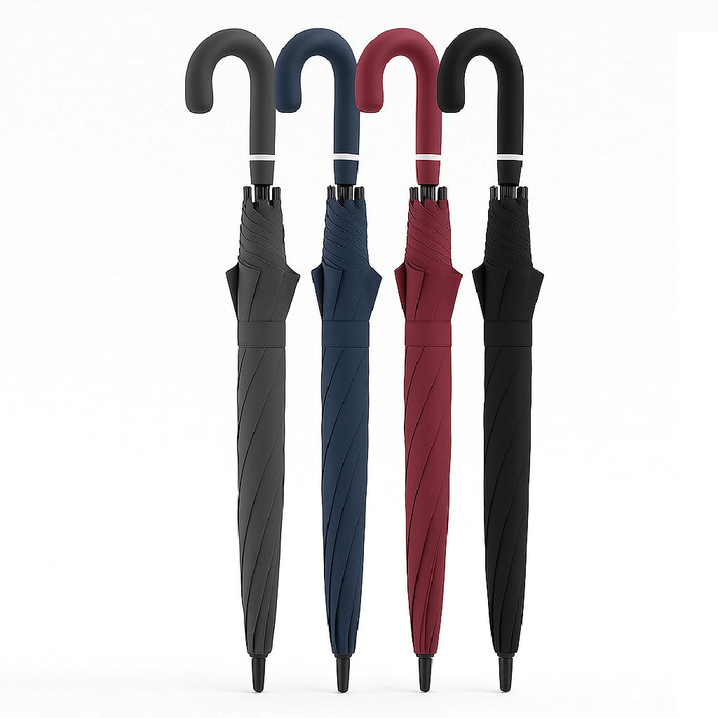 kit 3 Ombrelli Grandi Automatici Antivento 129cm Struttura in Fibra di Vetro Tessuto Extra