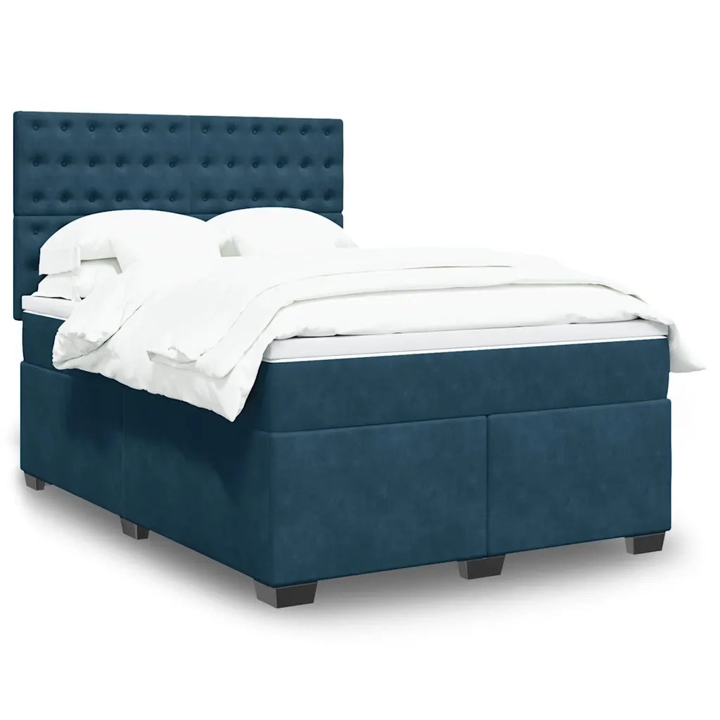 Giroletto a Molle con Materasso Blu 140x200 cm in Velluto 3290946
