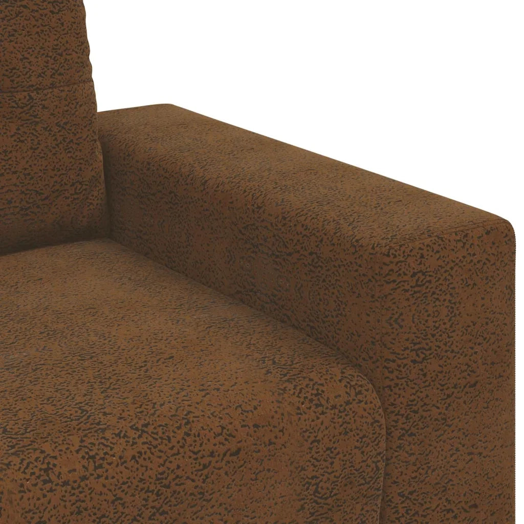 Divano 3-Persone Marrone 220 cm Pelle Scamosciata Sintetica 4105144