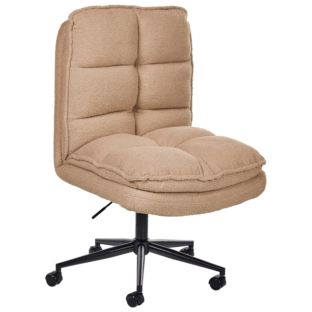 Sedia da scrivania per ufficio Rivestimento in Boucle beige sabbia Regolazione dell'altezza del sedile Imbottitura girevole reclinabile