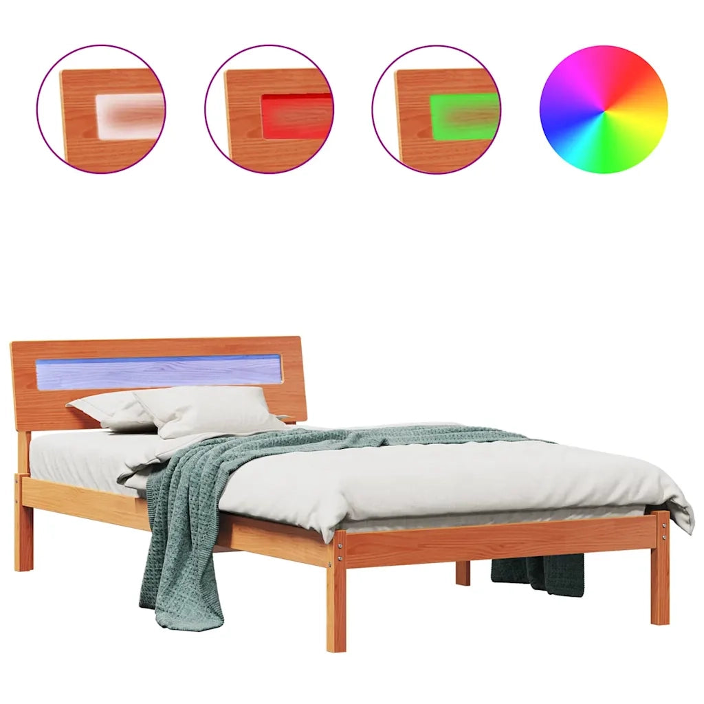 vidaXL Struttura del letto con testiera Cera marrone 75 x 190 cm