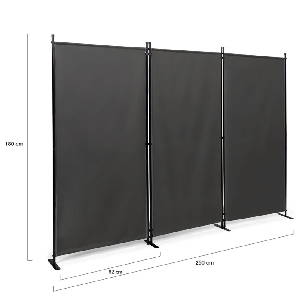 IDMarket - Schermo pieghevole a 3 pannelli su gambe, 250 x 180 cm, grigio antracite