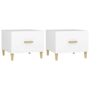 2 pz Tavolini da salotto | Tavolino da caff¨¨ | Tavolino da Soggiorno Bianchi 50x50x40 cm Legno Multistrato