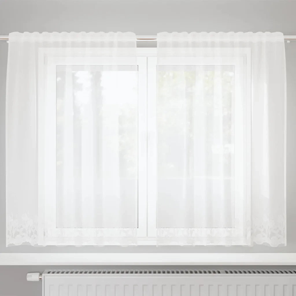 vidaXL Tende con tende Floreale Bianco 150 x 140 cm Poliestere