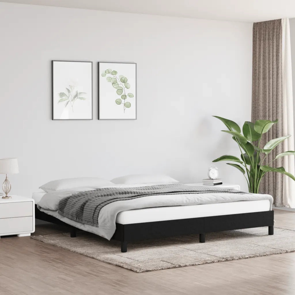 Giroletto senza Materasso-Struttura Letto Nero 160x200 cm in Tessuto 814538