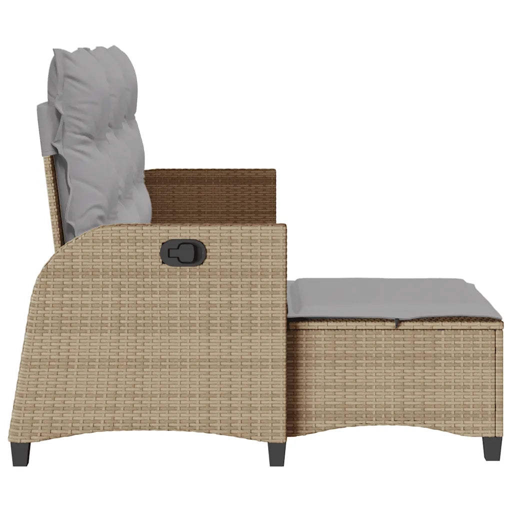 Divano da Giardino Reclinabile con Cuscini a L-Sofa da Giardino Beige Polyrattan 499405