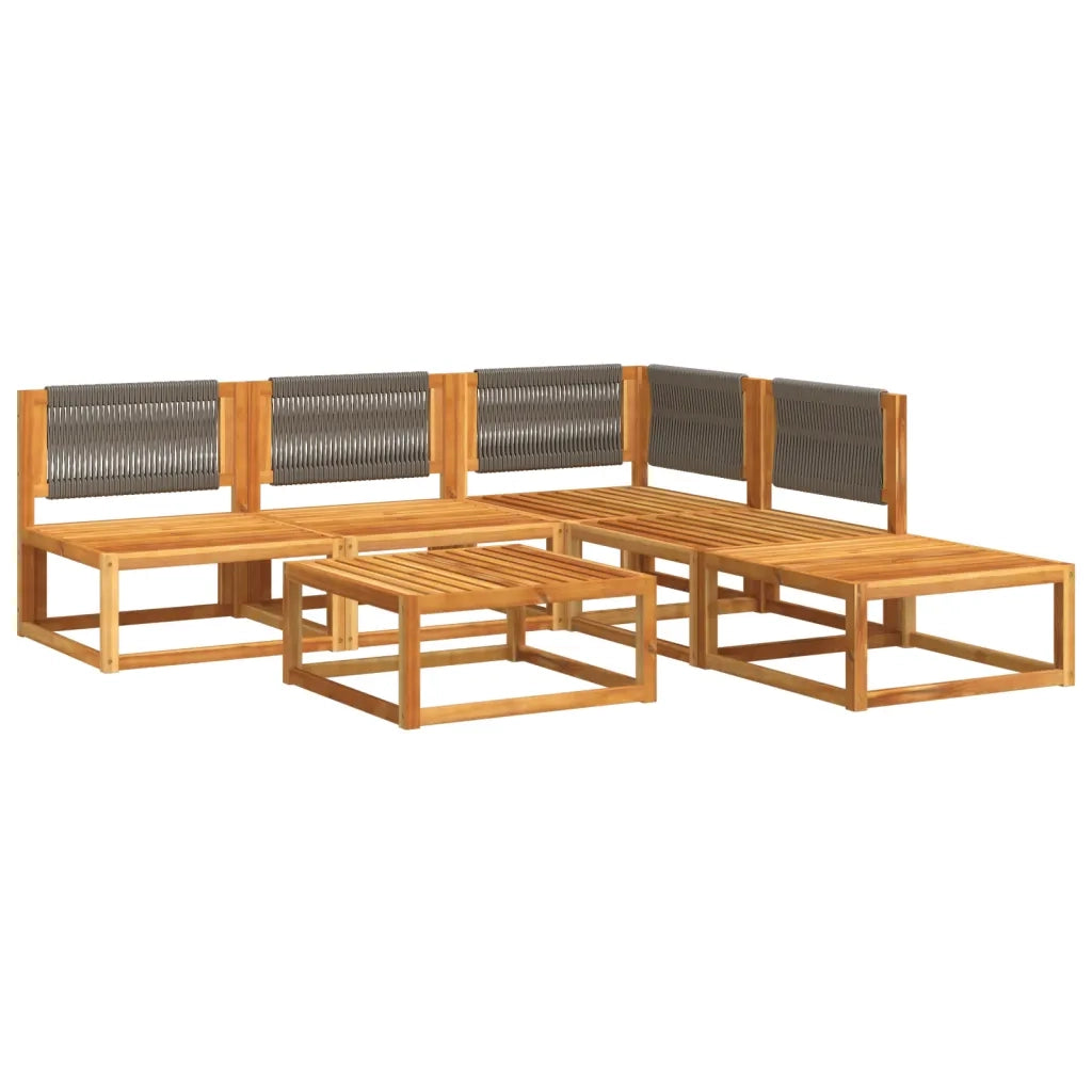 Set di divani da giardino 6 pezzi con cuscini in legno di acacia e corda 3278841