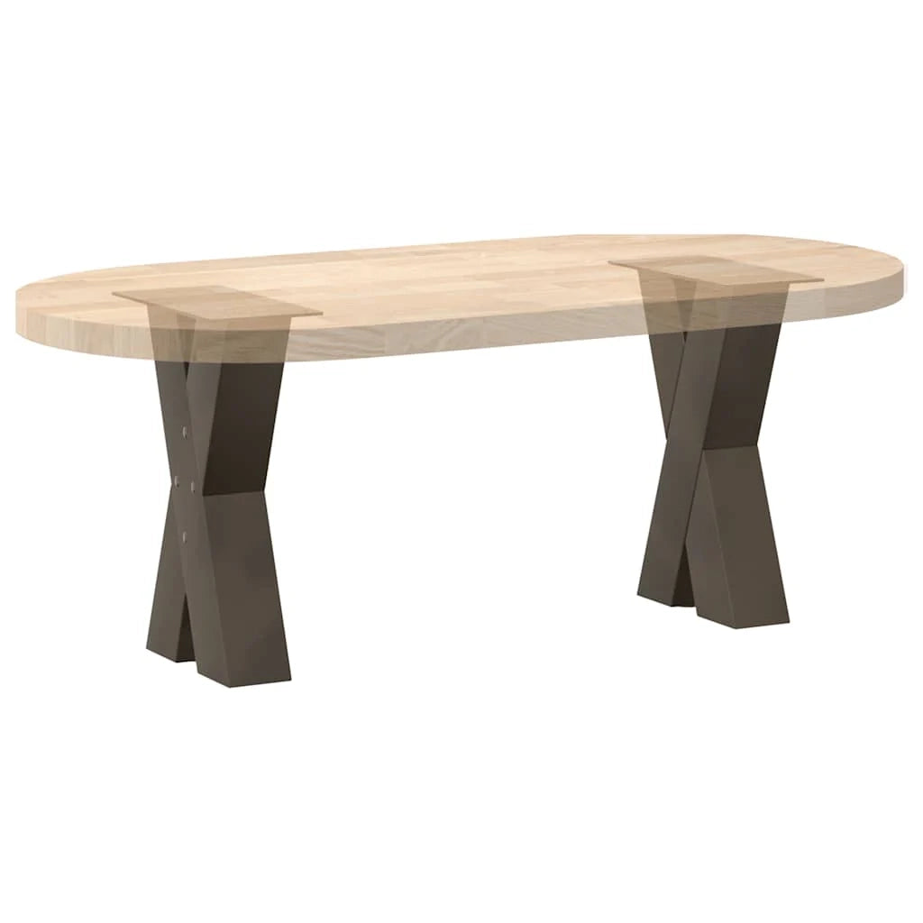 Set di 2 gambe regolabili per tavolino da caffè a forma di X 38 x 42 cm design moderno acciaio naturale 02_0057227