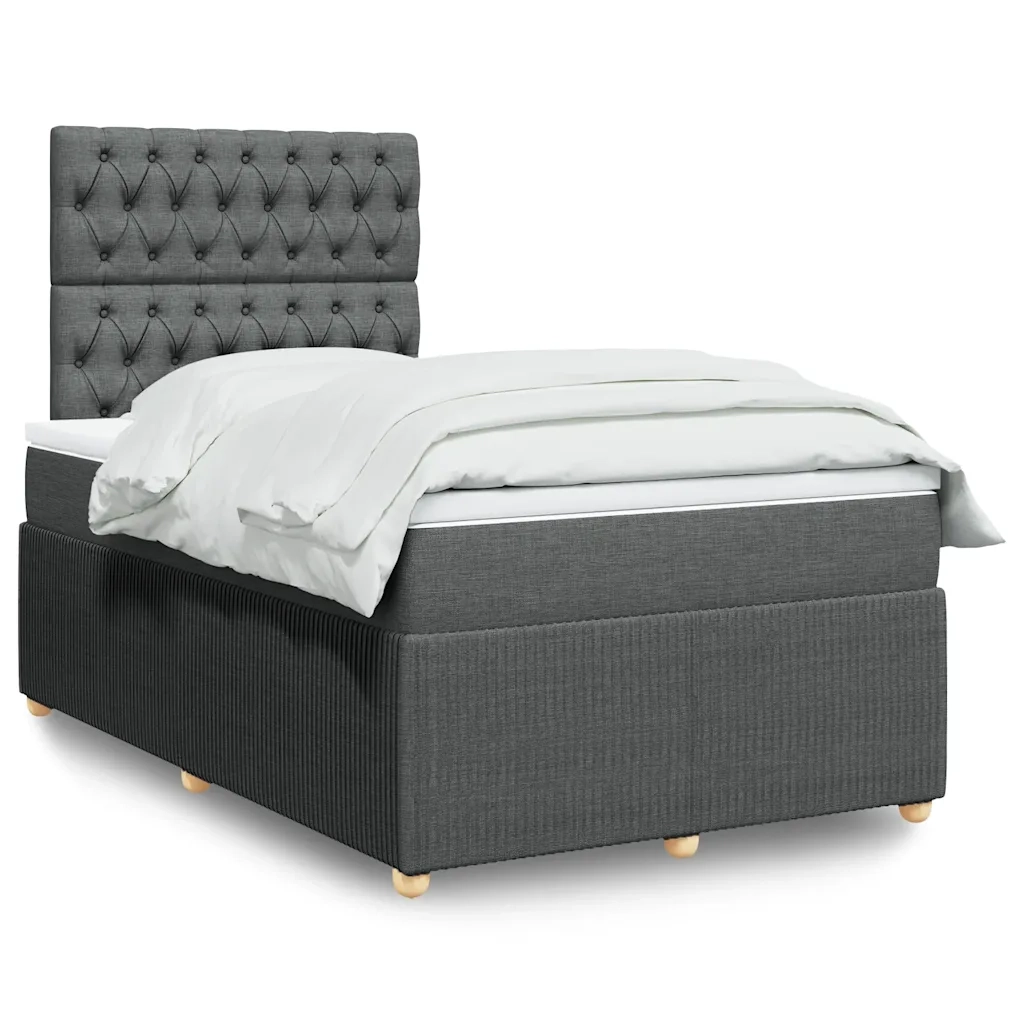 Giroletto a Molle con Materasso Grigio Scuro 120x190cm Tessuto