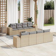 Set Divano da Giardino 9 pz con Cuscini Beige in Polyrattan 3254686