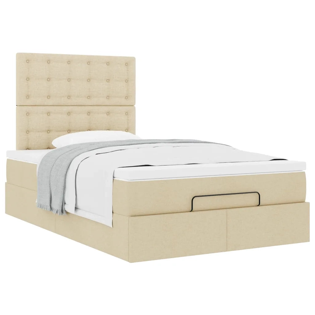 Struttura Letto Pouf con Materasso Crema 120x190 cm in Tessuto 3313311
