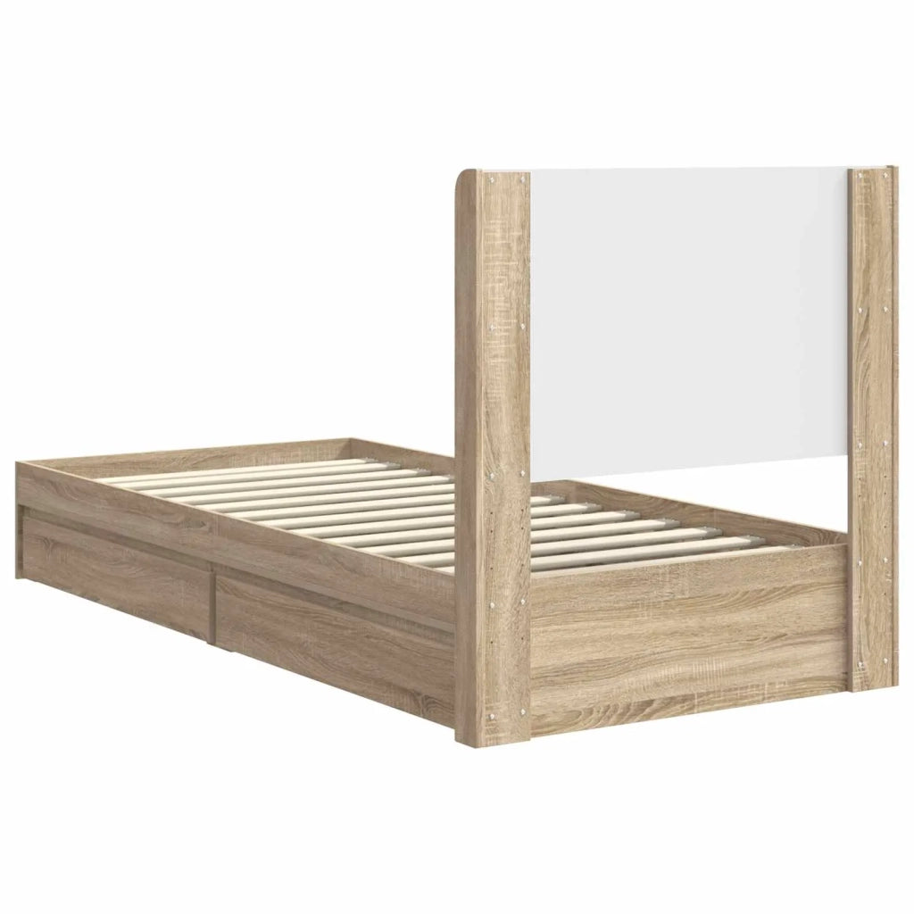 Struttura del letto con stoccaggio e testata Rovere Sonoma