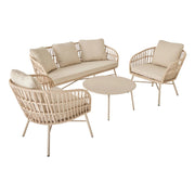 Salotto da giardino in corda, 4 posti, beige