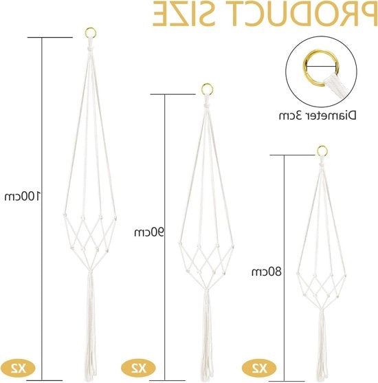 Sostegni per piante da appendere - 6 pezzi - per piante da interni e esterni - con pennello - decorazione per balcone e giardino - bianco