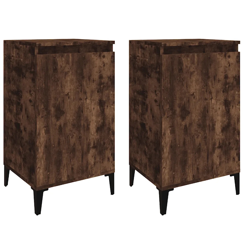 Comodini 2 pz-Set di 2 Tavolino da notte Rovere Fumo 40x35x70 cm in Legno Multistrato 709635