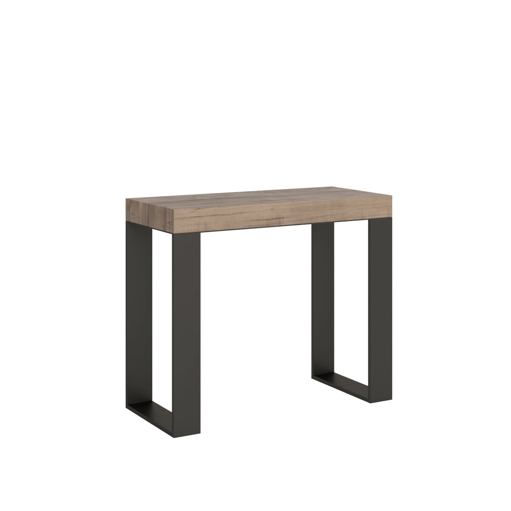 Consolle allungabile 90x40/196 cm Tekno Small Quercia Natura telaio Antracite