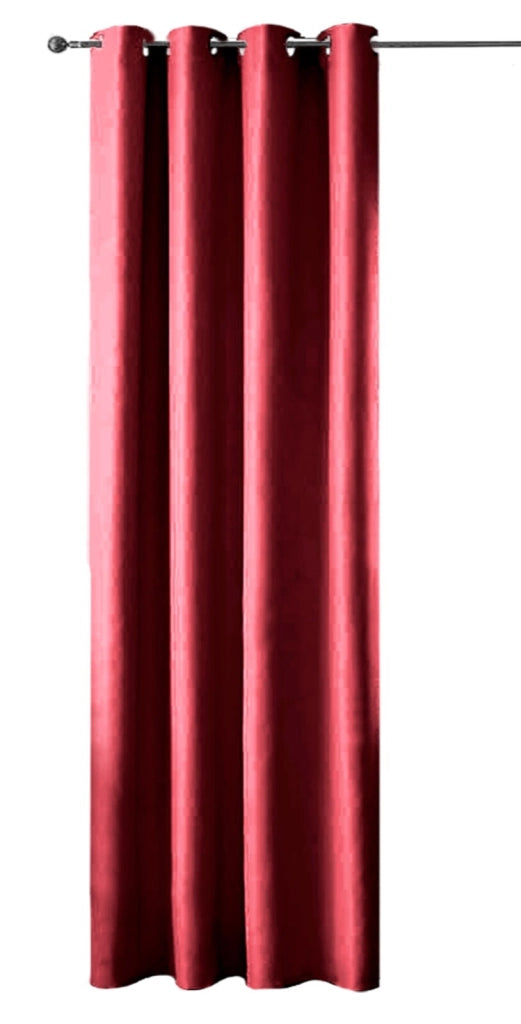 Tenda Porta Finestra 140x280 Cm Raso Sintetico 1 Pannello Coprente Occhielli Acciaio Bordeaux