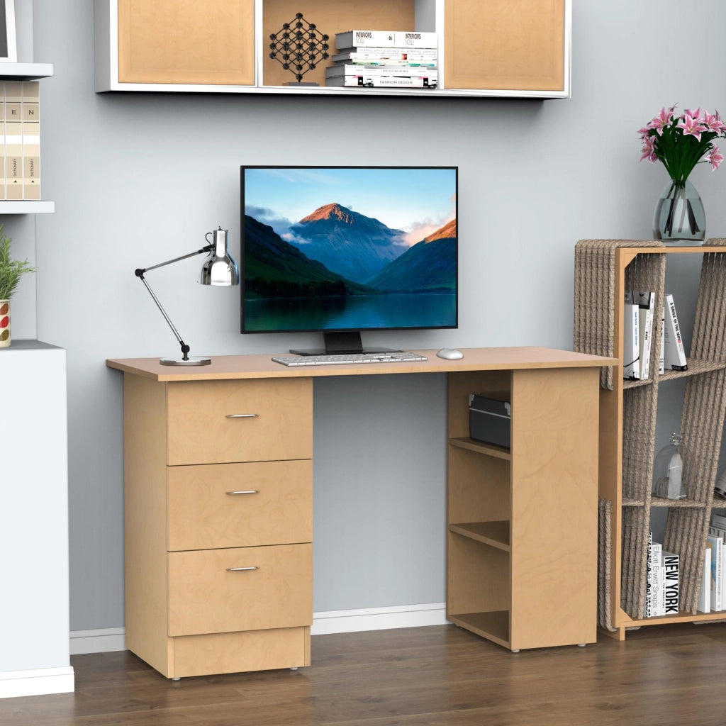 Scrivania con cassetti e ripiani ¨C Xylo ¨C legno chiaro 120x50 cm