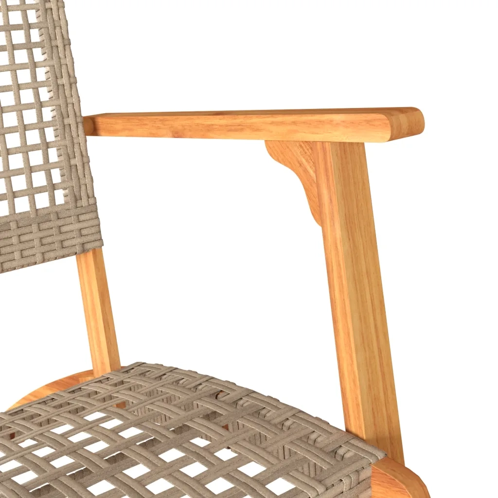 Sedie da Giardino 2pz Beige in Polyrattan e Legno di Acacia