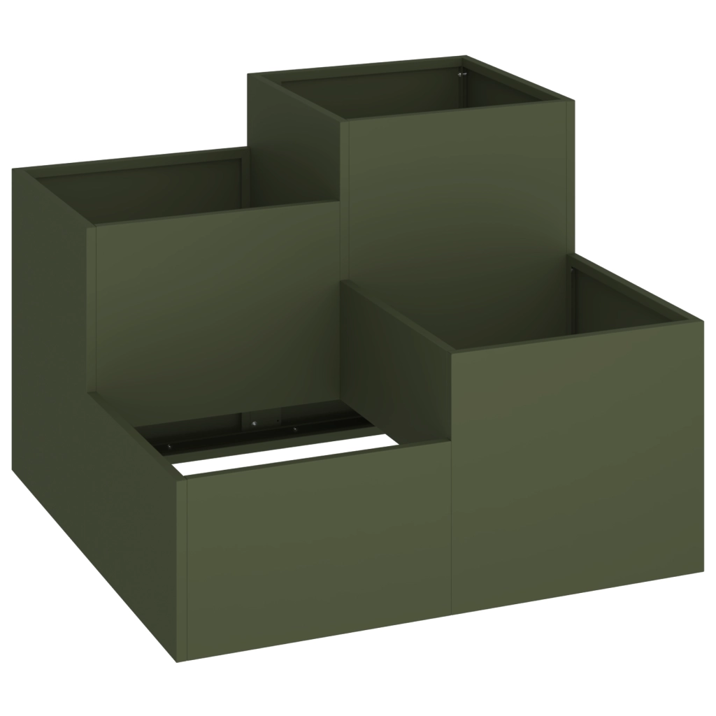 Vaso da Giardino 100x100x60 cm Verde Oliva Acciaio