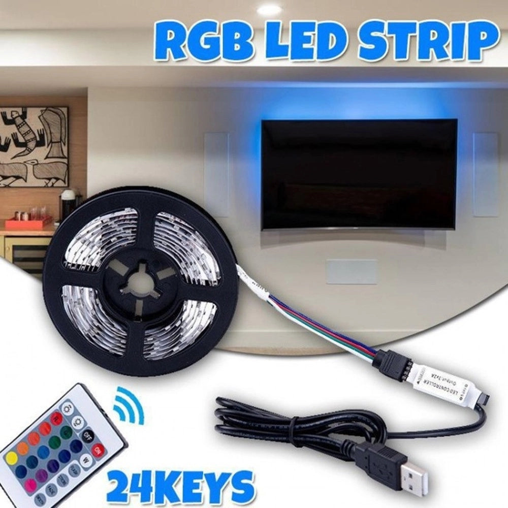 Trade Shop - Striscia Luminosa Led Rgb Smd5050 Impermeabile Ip67 Usb 5v Dc Con Telecomando 5mt Q-dt50 -