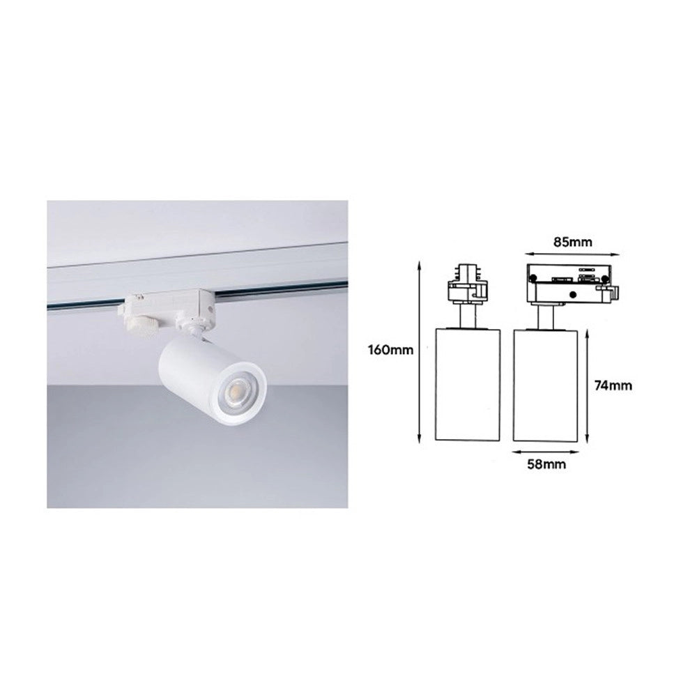 Trade Shop - Faretto Lampada Portafaretto Per Binario Trifase Direzionabile Attacco Gu10 Ip20 Tr8801 - Bianco