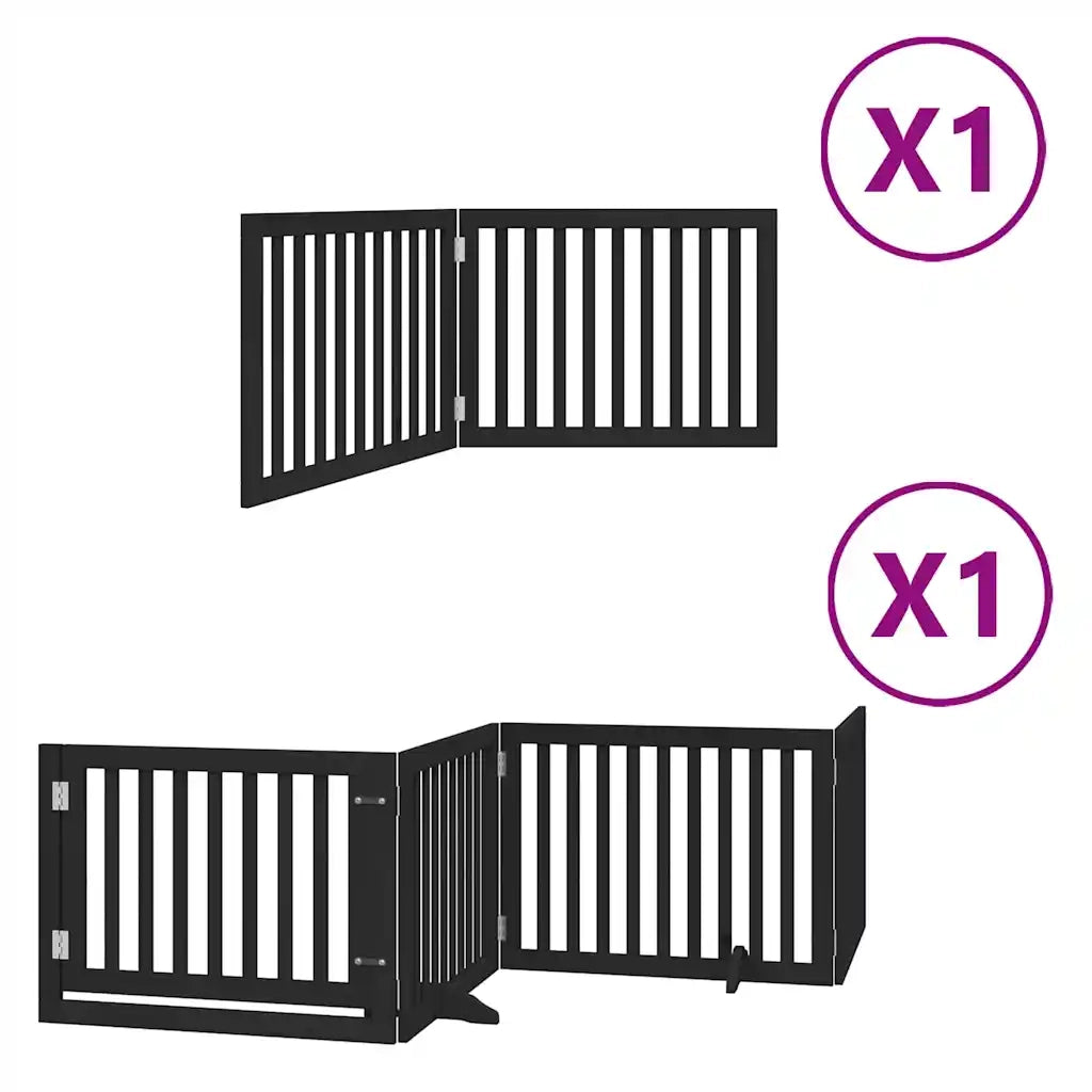 Cancello per Cani Porta Pieghevole Nero 6 Pannelli 480cm Pioppo CFW9989096