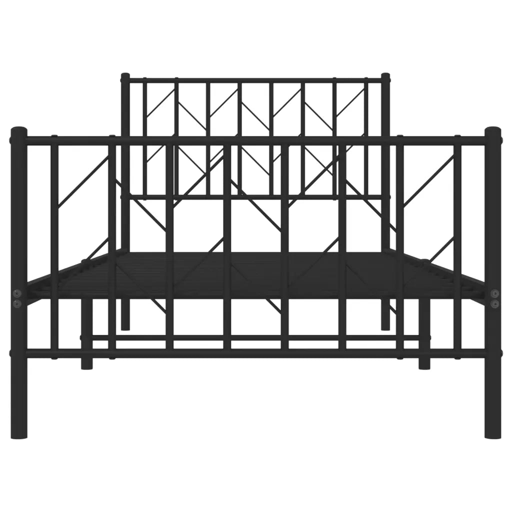 Letto singolo | Letto per adulti | Giroletto con Testiera e Pediera Metallo Nero 90x190 cm