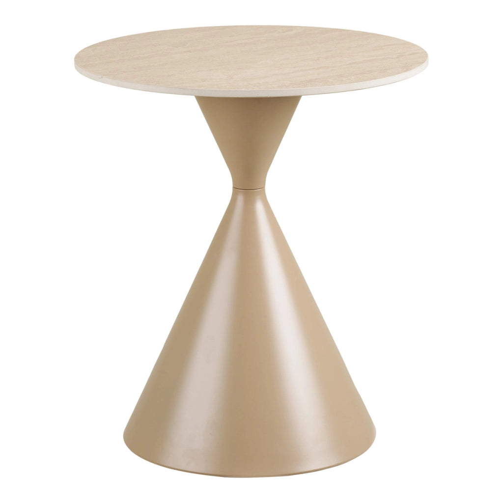 Tavolino d'appoggio Annecy in ceramica effetto travertino e acciaio ø50×56 cm