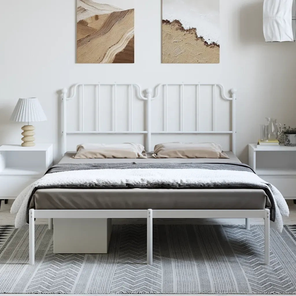 Giroletto con Testiera Metallo Bianco 150x200 cmcod mxl 84595